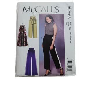 McCall Patterns Misses' Loose-fitting Pants High Waist Panel Belt Variations